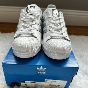 adidas Superstar White and Silver Sneakers
